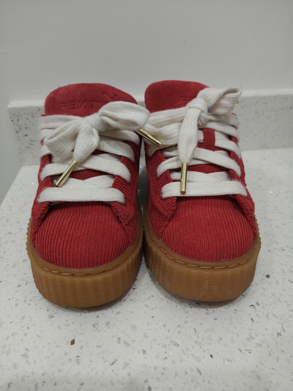 Puma X Fenty Size 4 Womens Red The Creeper Phatty Corduroy Sneakers - Picture 8 of 10